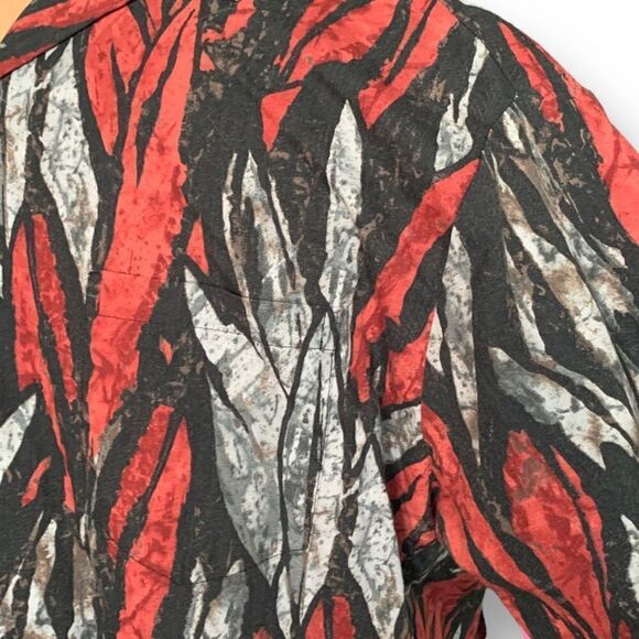 Vintage Shirt Red Black Abstract Short Sleeve Boxy Camp Collar Hawaiian Printed - Picture 5 of 12